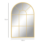 Arched Window Wall Mirror For Living Room Bedroom, 91x60cm | Gold