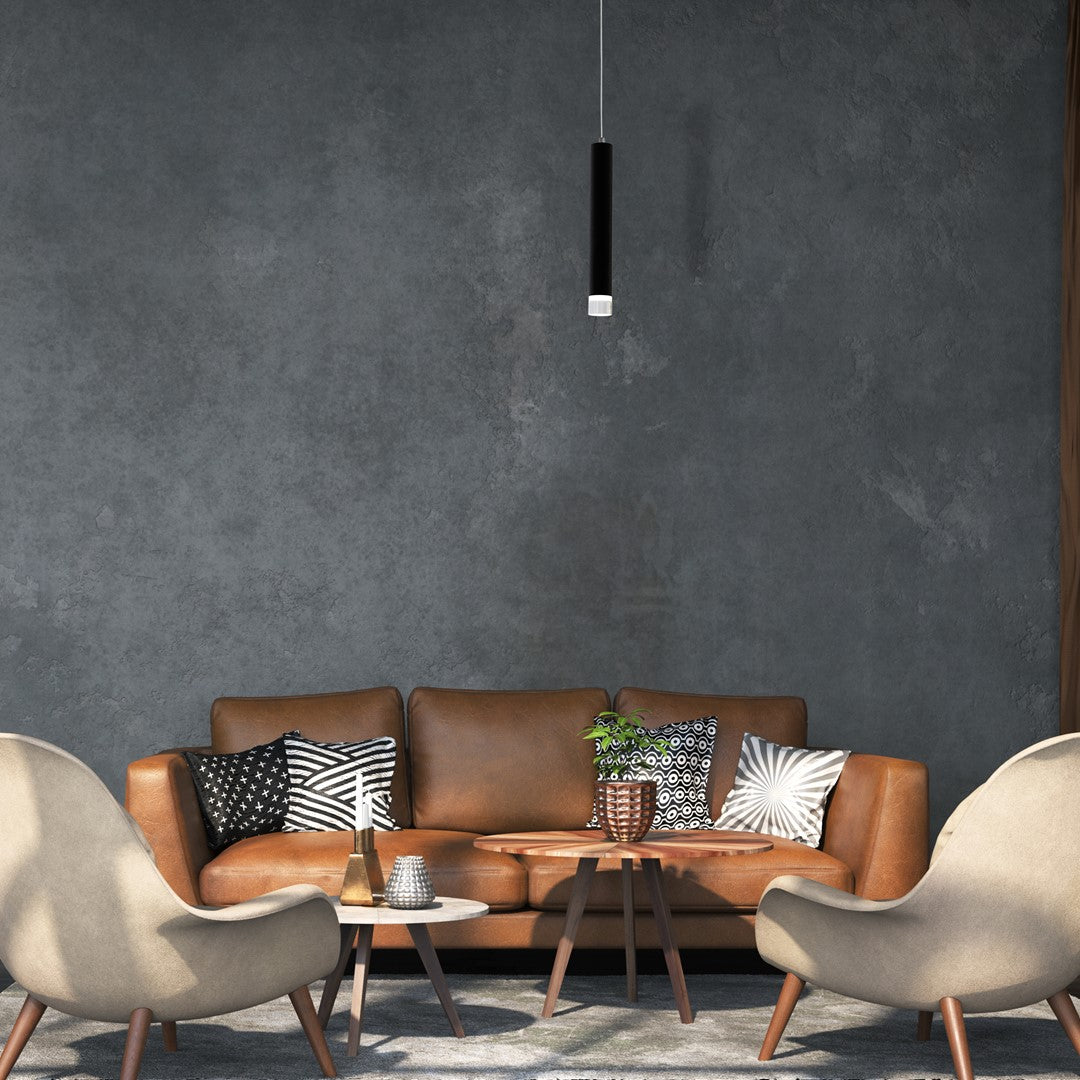 Carbon Black Led Pendant Lamp 1x5w Eye Catching Contemporary Cylindrical Lights With Built In Low Consumption Light Source