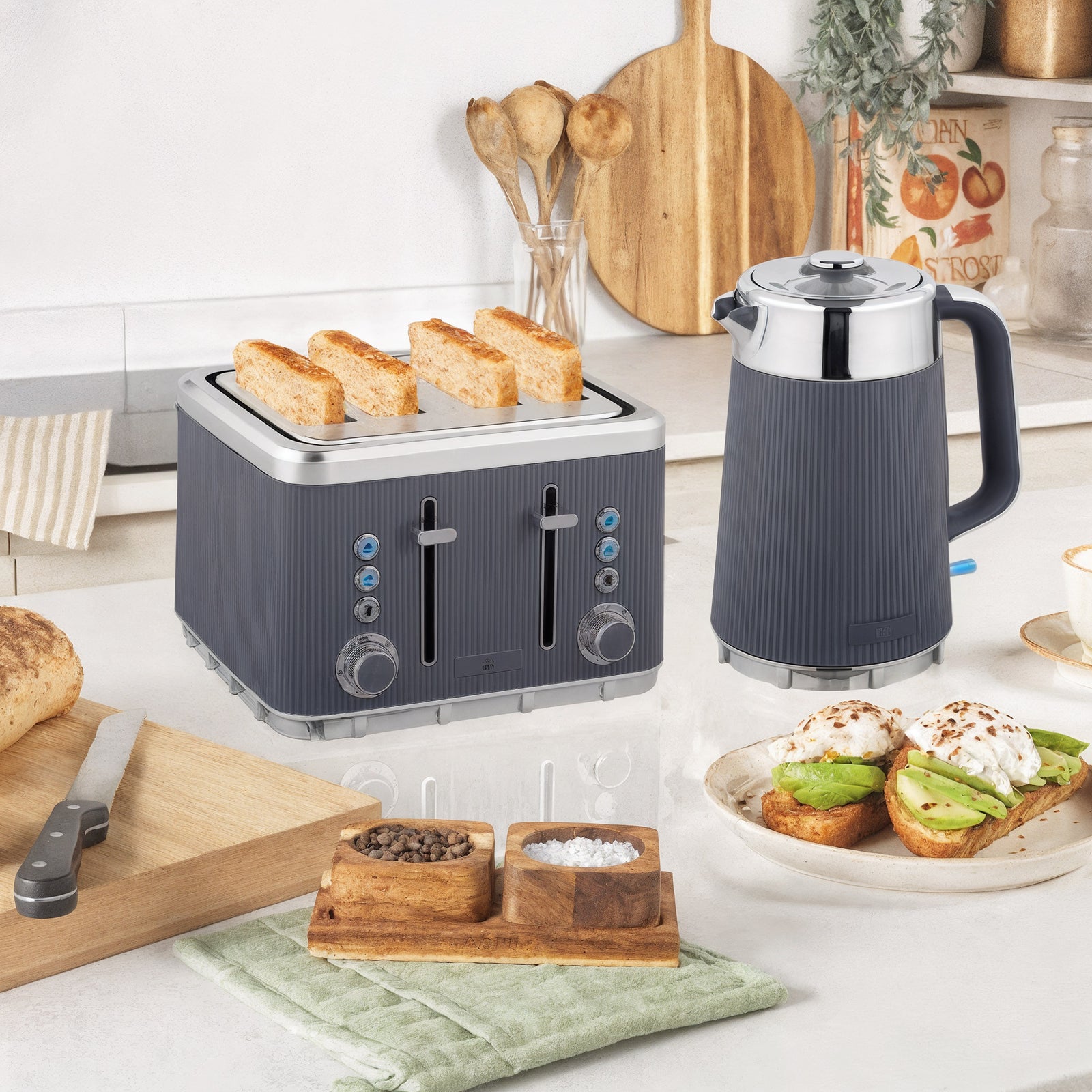 Rapid Boil Kettle & Toaster Set | Grey