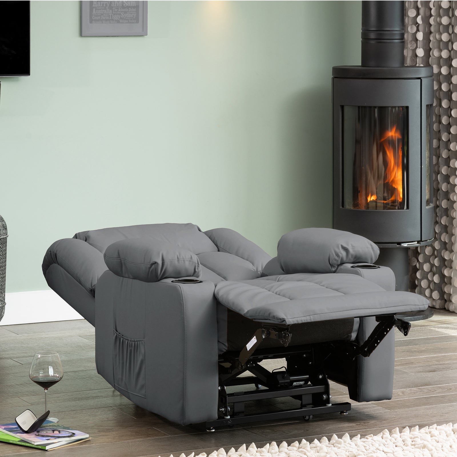 Sheridan Dual Motor Electric Riser Recliner With Massage And Heat | Grey