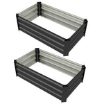Set Of 2 Galvanized Raised Garden Bed Grey