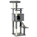 Cat Tree Tower For Indoor Cats With Scratching Post, House, Toy, Grey