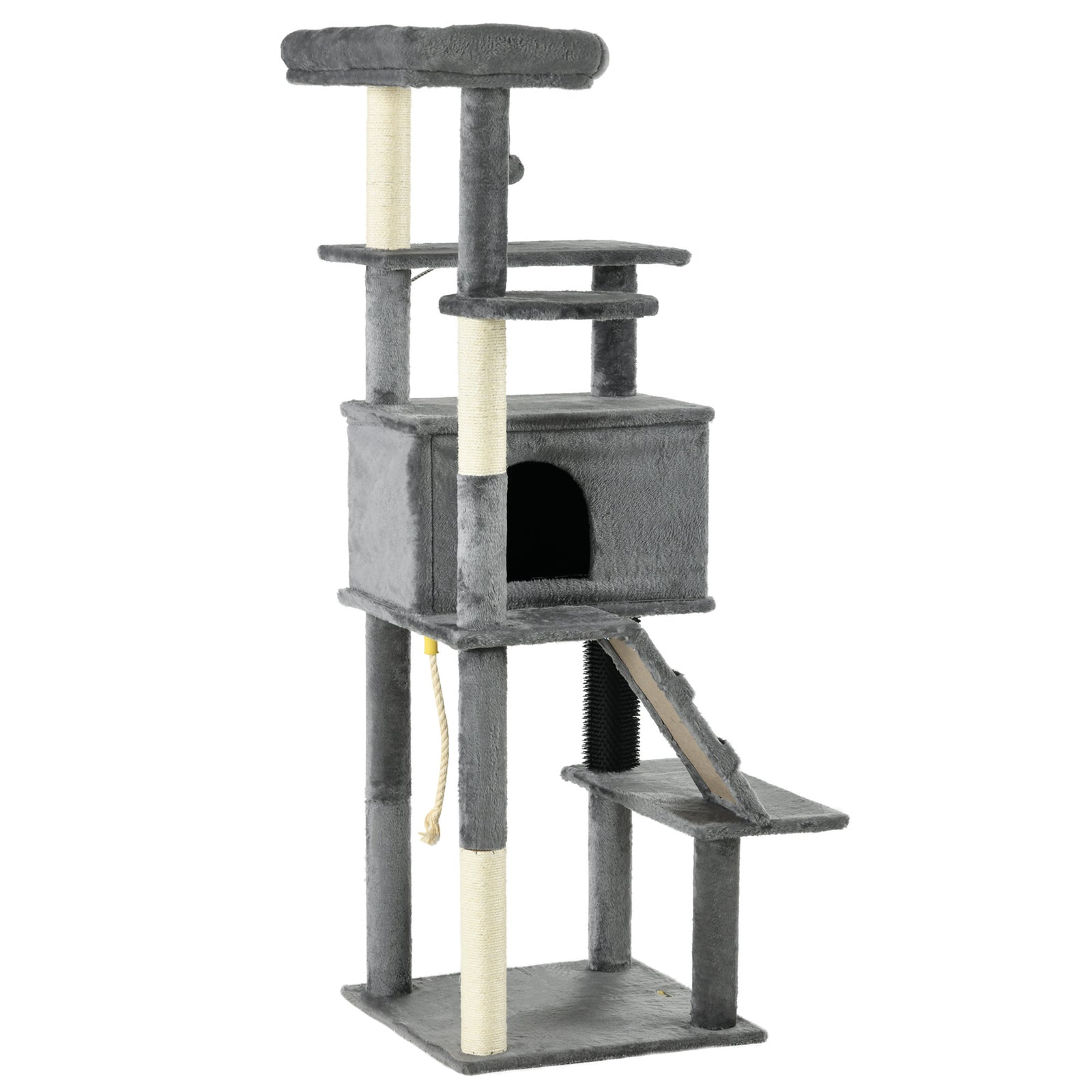 Cat Tree Tower For Indoor Cats With Scratching Post, House, Toy, Grey