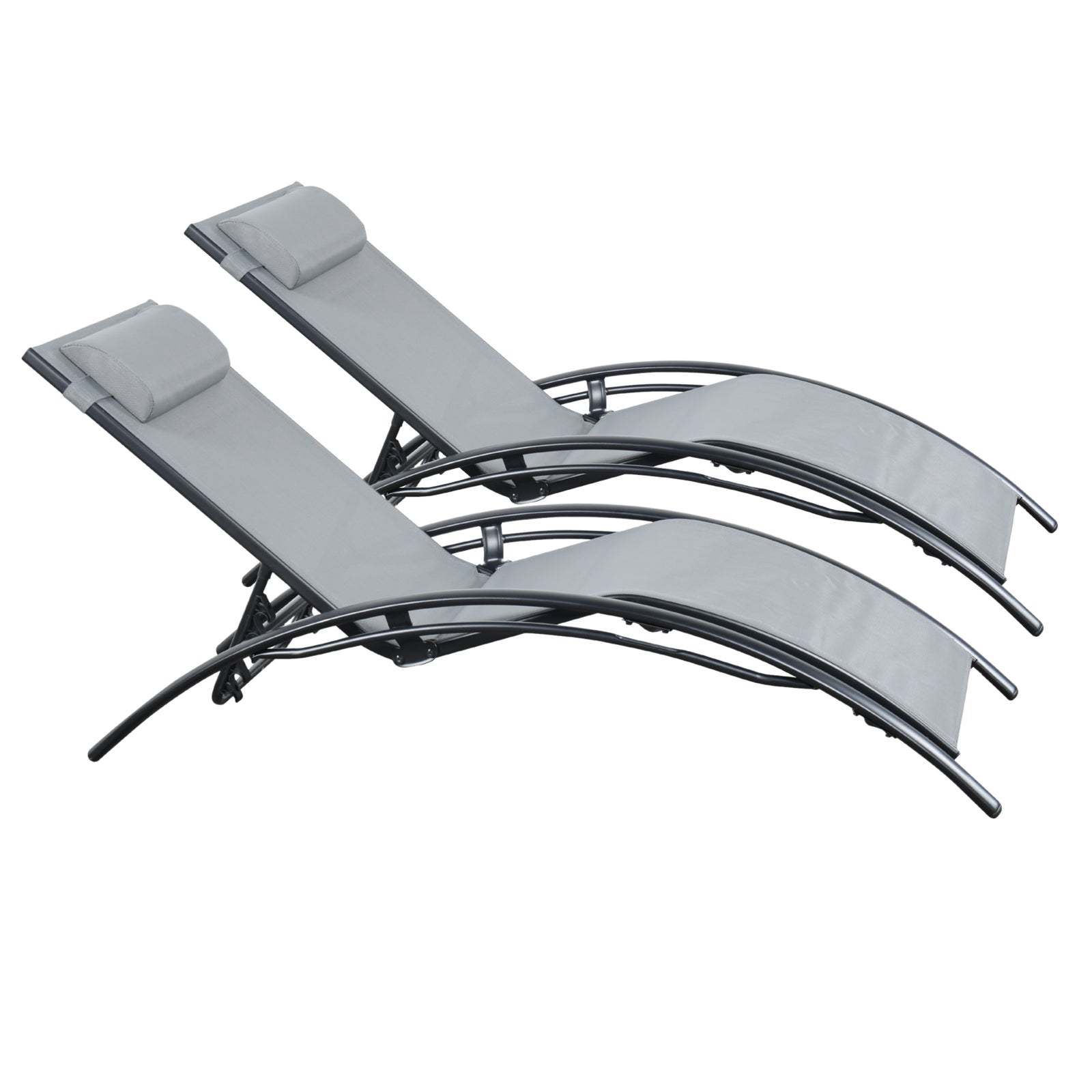 Pair Of Bali Sun Loungers | Set-of-2 | Grey