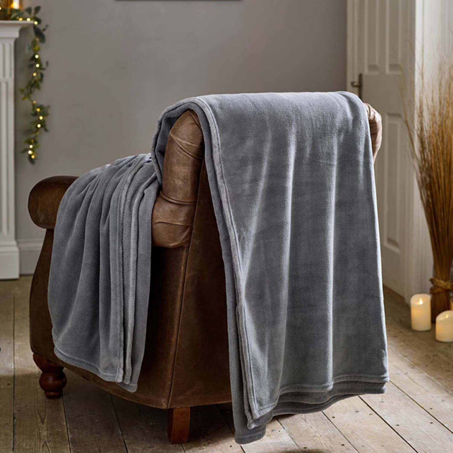 Luxury The Big One Ultra Soft Fleece Throw | Oxford Grey