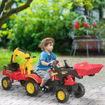 Pedal Powered Tractor Ride-on Car W/ Moving Bucket Steering Wheel 3-6 Yrs