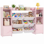 AIYAPLAY Kids Toy Storage Organiser With 8 Removable Storage Bins, Pink