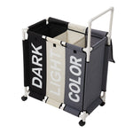110l 3-section Laundry Basket With Lid And Wheels