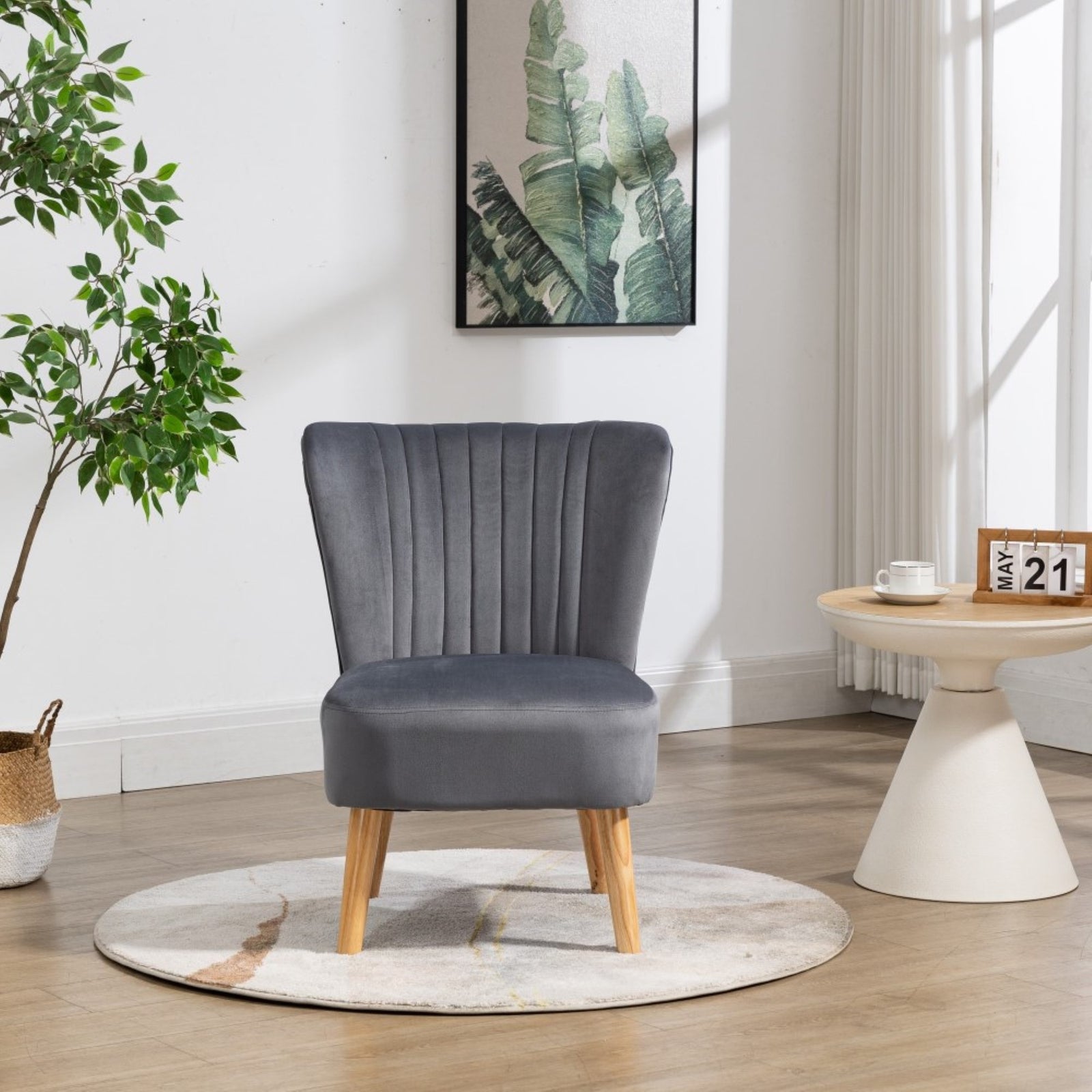 Arezza Velvet Accent Chair | Grey