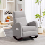 Modern High Back Corduroy Leisure Rocking Chair For Nursery | Grey