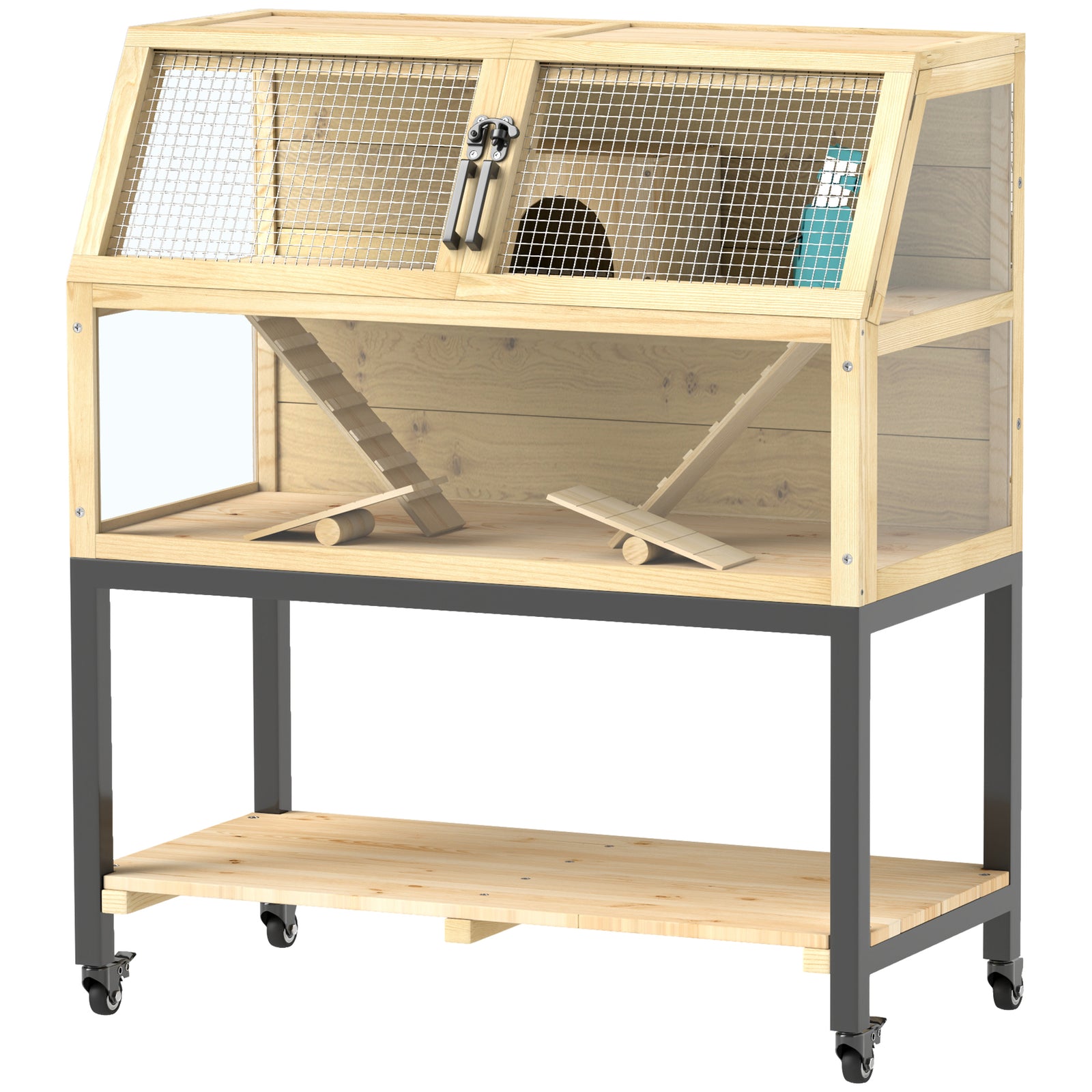 PawHut Pawhut Wooden Hamster Cage With Storage Shelf