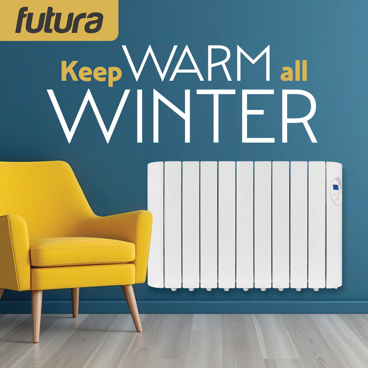 Electric Panel Heater Oil Filled Radiator Day Timer Wall Mounted Low Energy Retention Digital Thermostat Convector | 1800w | White