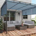 Rattan Garden Furniture Set Coffee Table Buckle Structure | Gray