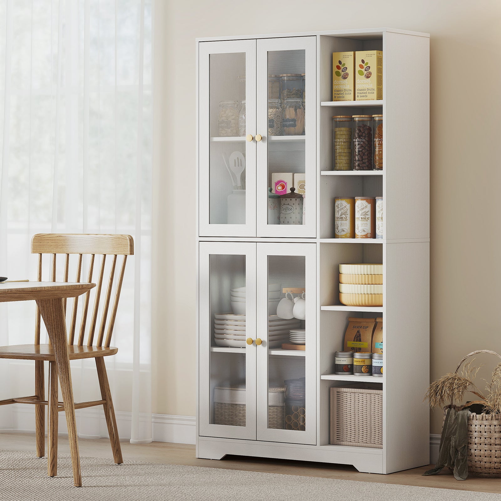 172cm Tall Kitchen Cupboard, Pantry Storage Cabinet | White
