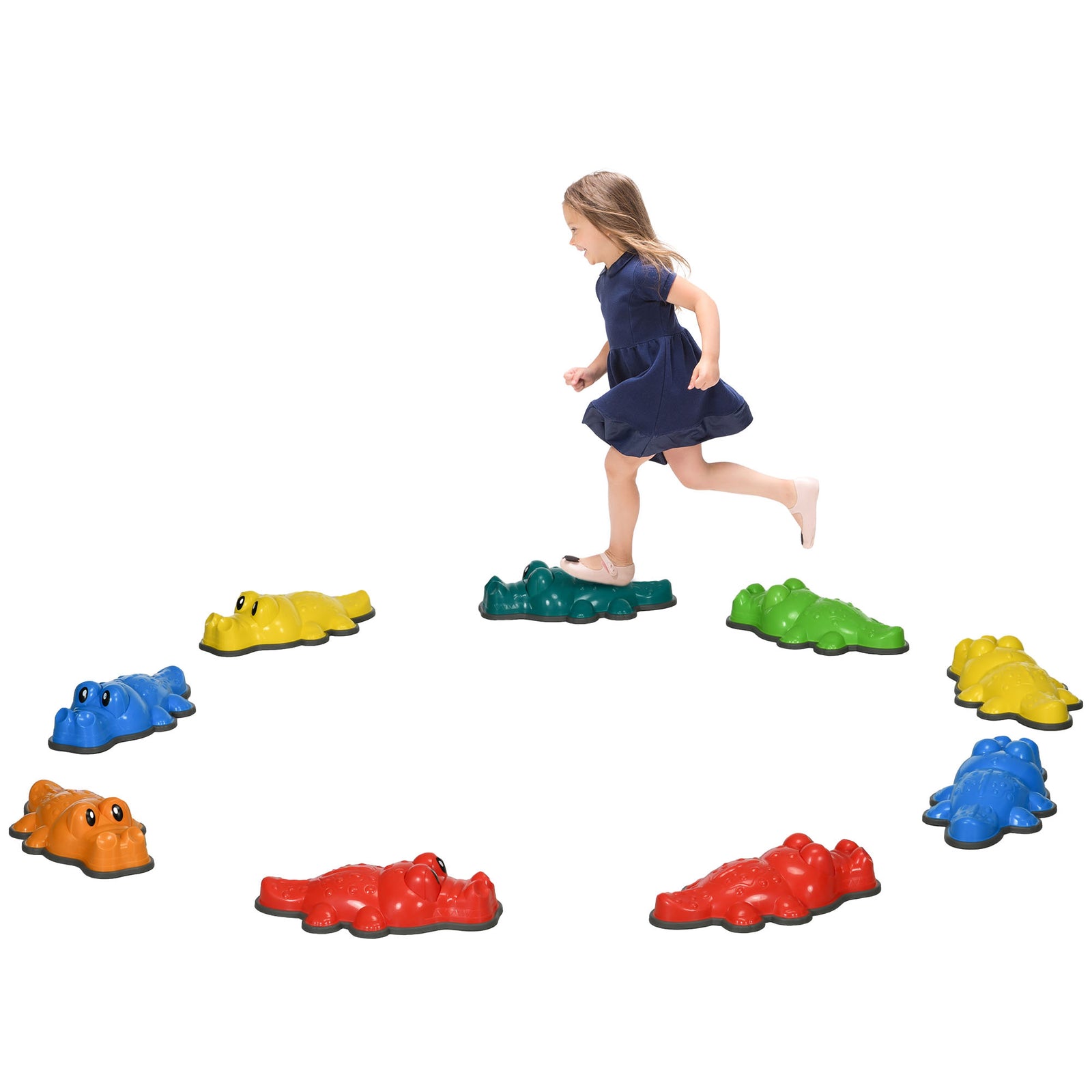 6/9pcs Kids Crocodile Stepping Stones W/ Anti-slip Edge, Indoor And Outdoor | Large | Multi Colour