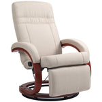 Manual Recliner Swivel Chair With Footrest Armrests | One Size | Beige