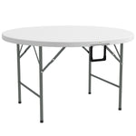Φ122 Folding Garden Table, Hdpe Round Picnic Table, White