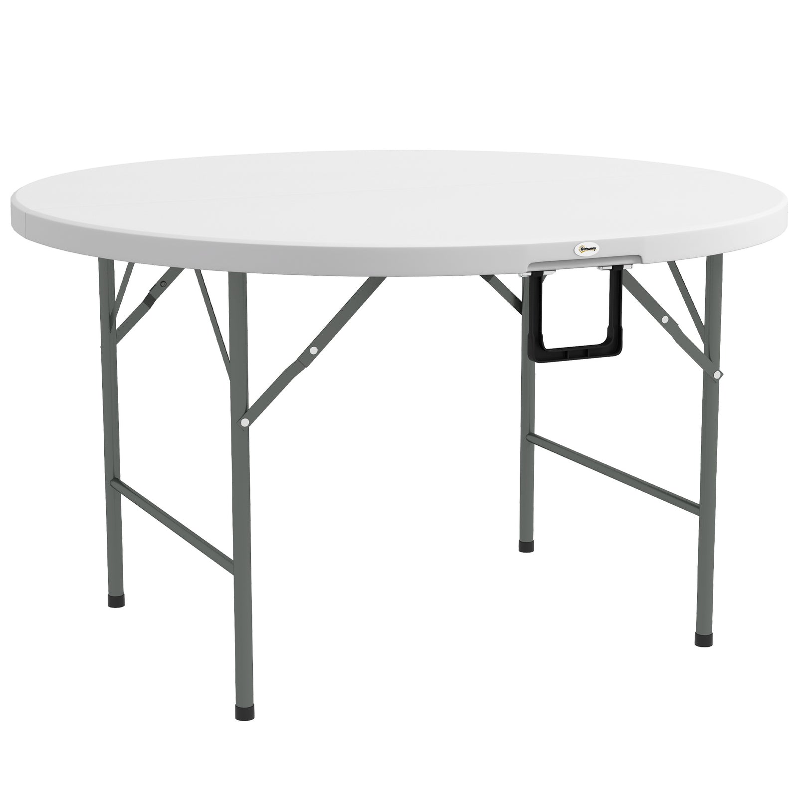 Φ122 Folding Garden Table, Hdpe Round Picnic Table, White