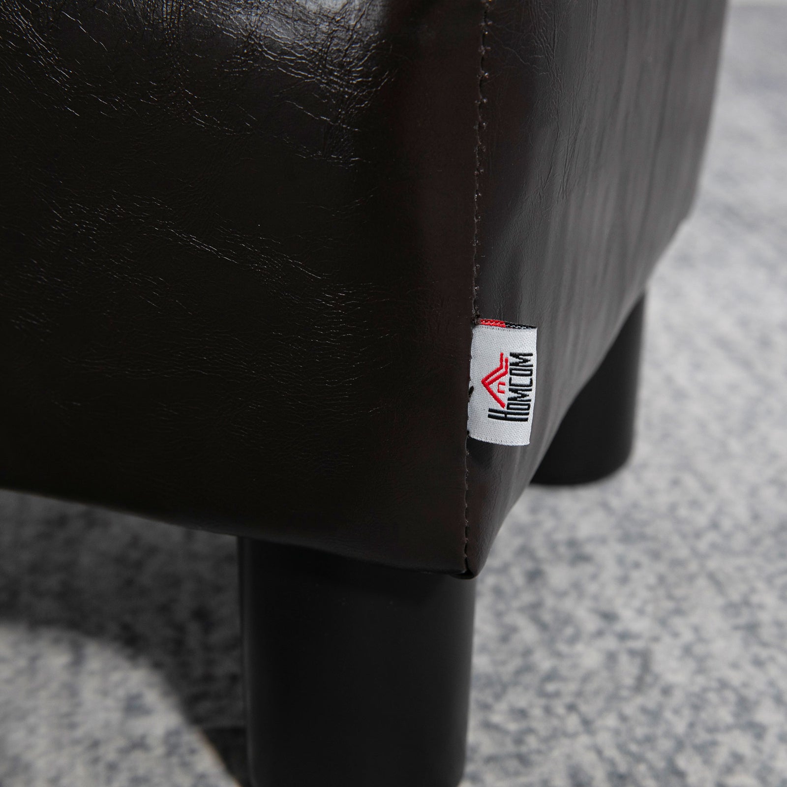 Chic Faux Leather Footstool Ottoman Cube 4 Plastic Legs | One Size | Brown