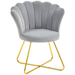 Accent Chair, Velvet Armchair With Lotus Backrest | One Size | Grey