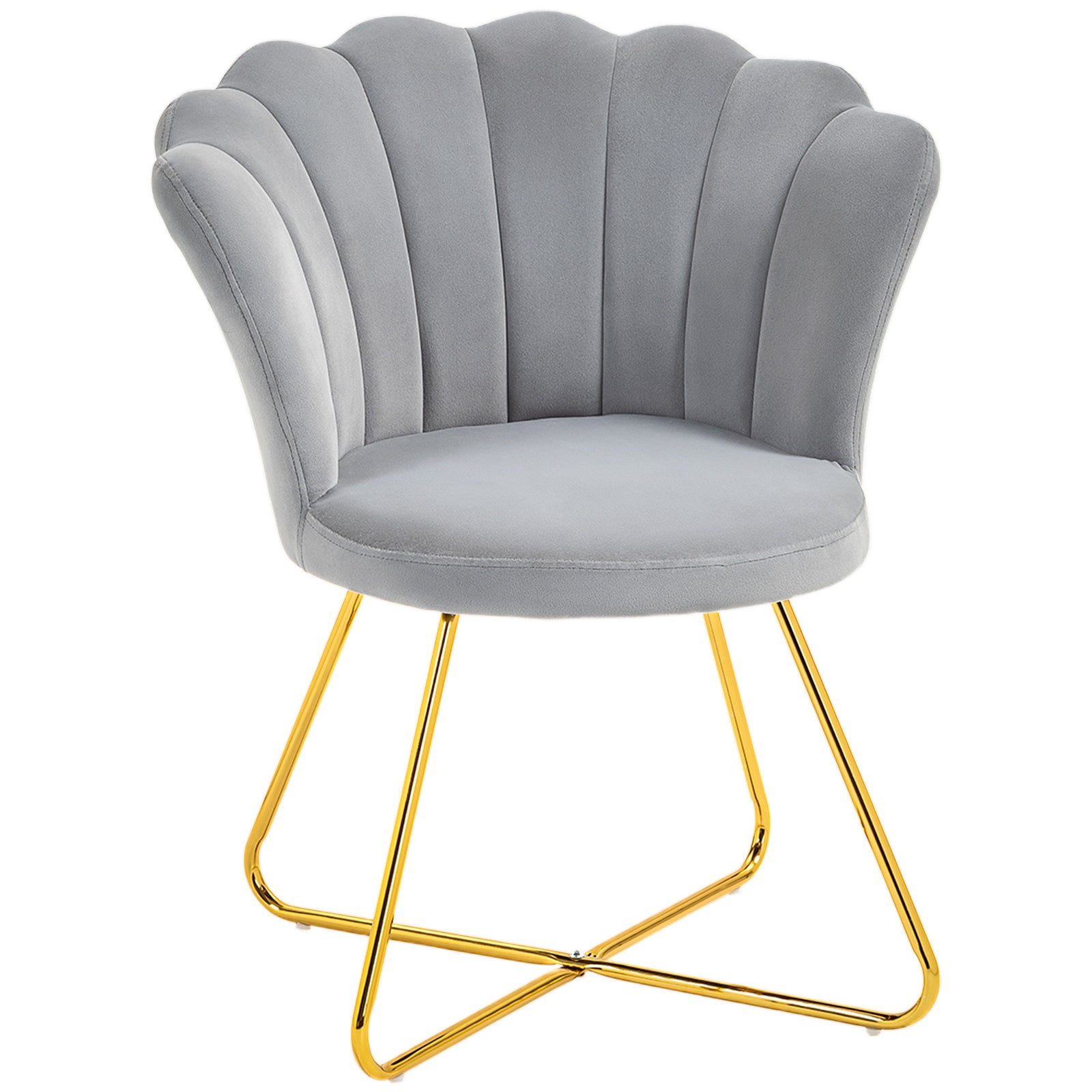 Accent Chair, Velvet Armchair With Lotus Backrest | One Size | Grey