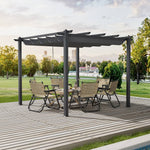 3m X 4m Aluminium Pergola With Retractable Roof & Pu-coated Polyester Canopy,outdoor Garden Gazebos Water-resistant