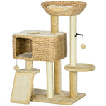 PawHut Multi-level Cat Tree With Scratching Post Condo Bed Ramp, 95cm, Beige