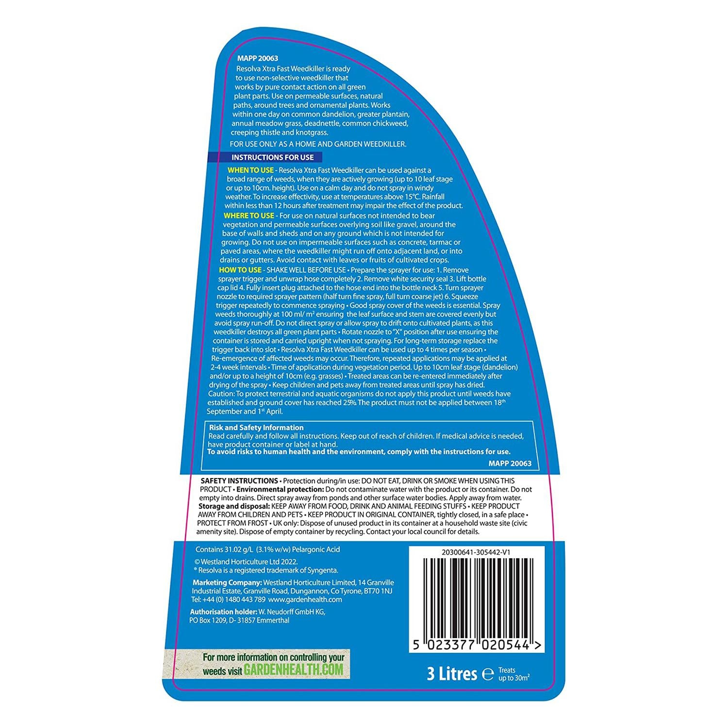 Xtra Fast Ready To Use Weedkiller For Home & Garden Use, 3 Litres | Blue