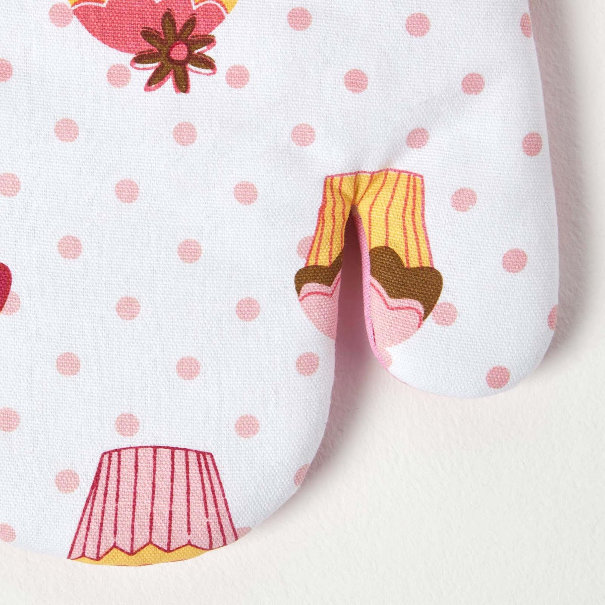 HOMESCAPES Cotton Cupcakes Pink Blue Oven Glove