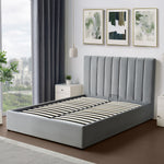 Corwin Grey Velvet Ottoman Storage Bed Frame - 4 Sizes Available | Double