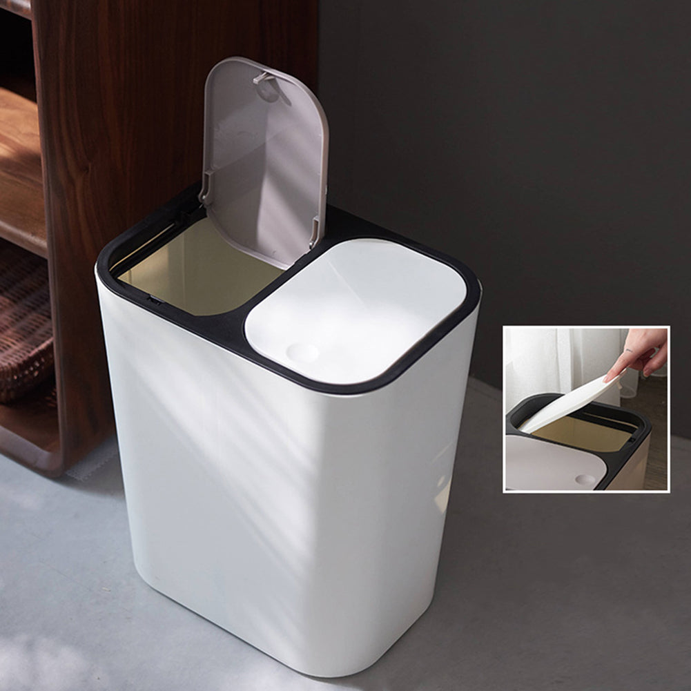 Kitchen 15l Rubbish Dustbin Double Recycling Bin 2 Section White