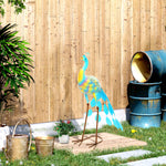 Peacock Garden Statue, Metal Garden Gift W/ Stakes-colour
