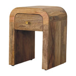 Solid Wood Mini Darcy Oak-ish Nightstand With Curved Edges