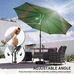 2.7 M Garden Parasol Umbrella With Cross Base, Sandbag | Green