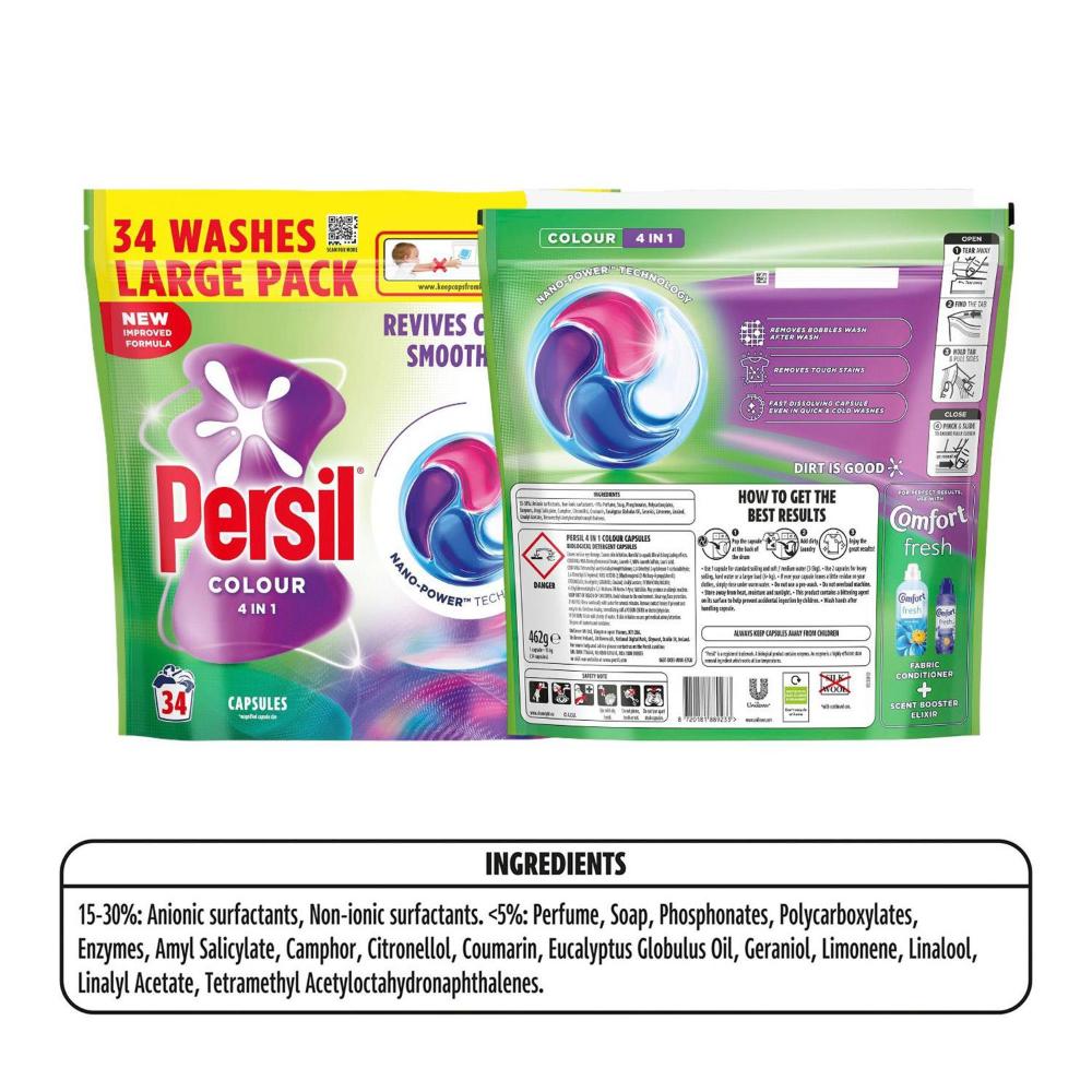 Colour Laundry Capsules 4 In 1fast-dissolving Washing Pods 34 Wash | Set-of-6