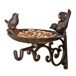 Wall Mounted Cast Iron Bird Bath And Feeder Garden Bird Bath Basin With Bracket Rustic Outdoor Decor