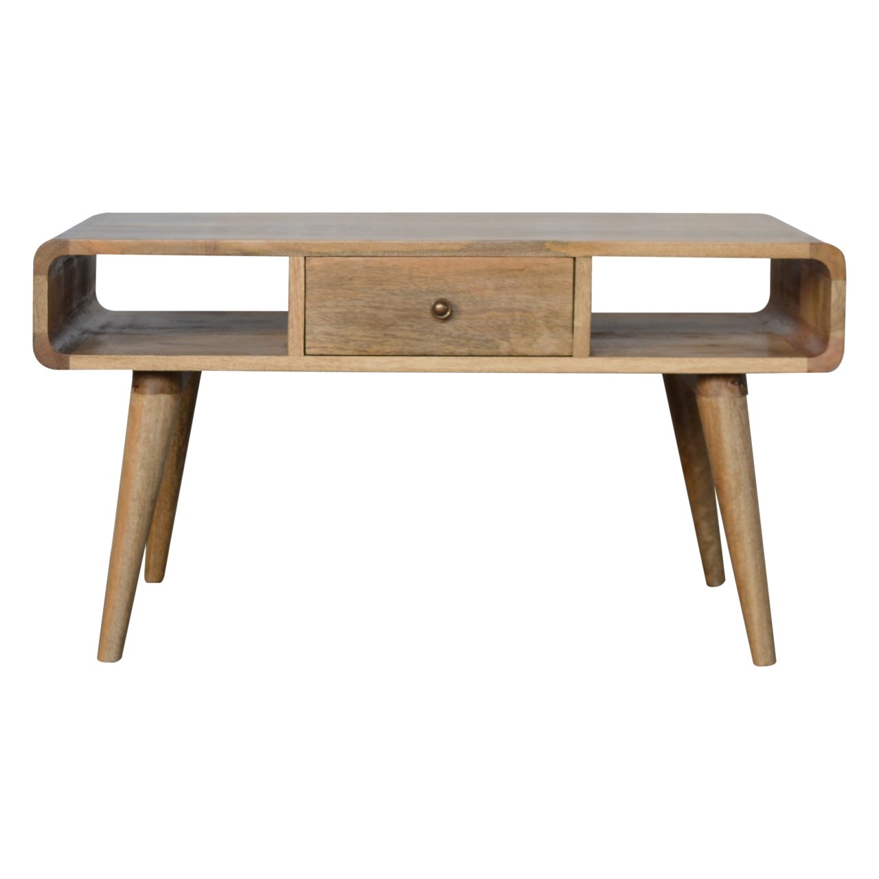 Solid Wood Curved Oak-ish Coffee Table