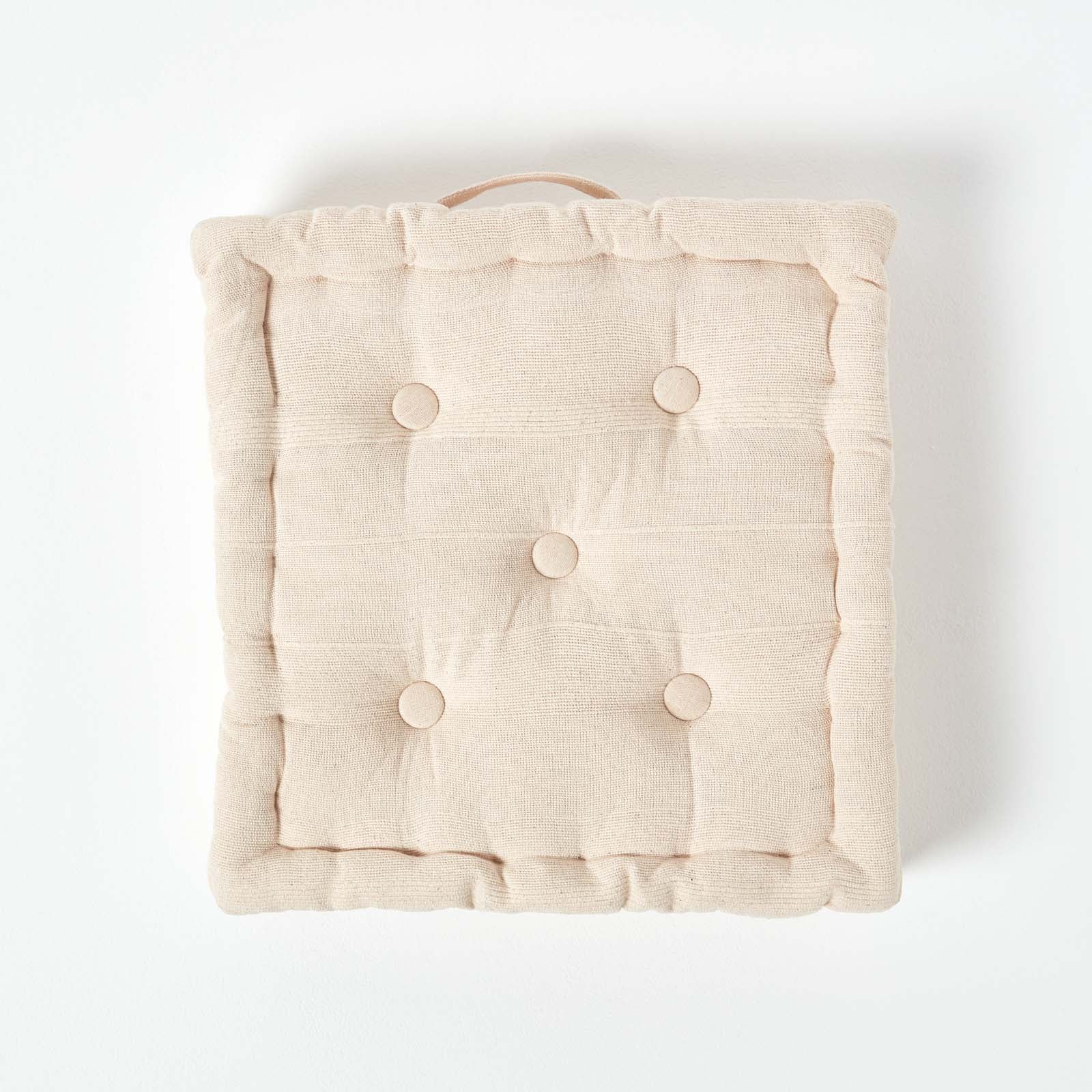 Rajput Ribbed Cotton Floor Cushion | 40cm x 40cm | Natural