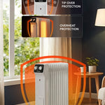 Oil-filled Electric Radiator 2500w, Adjustable Thermostat, 3 Settings | White