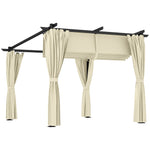 3 X 3(m) Metal Pergola W/ Retractable Roof And Sidewalls | Beige