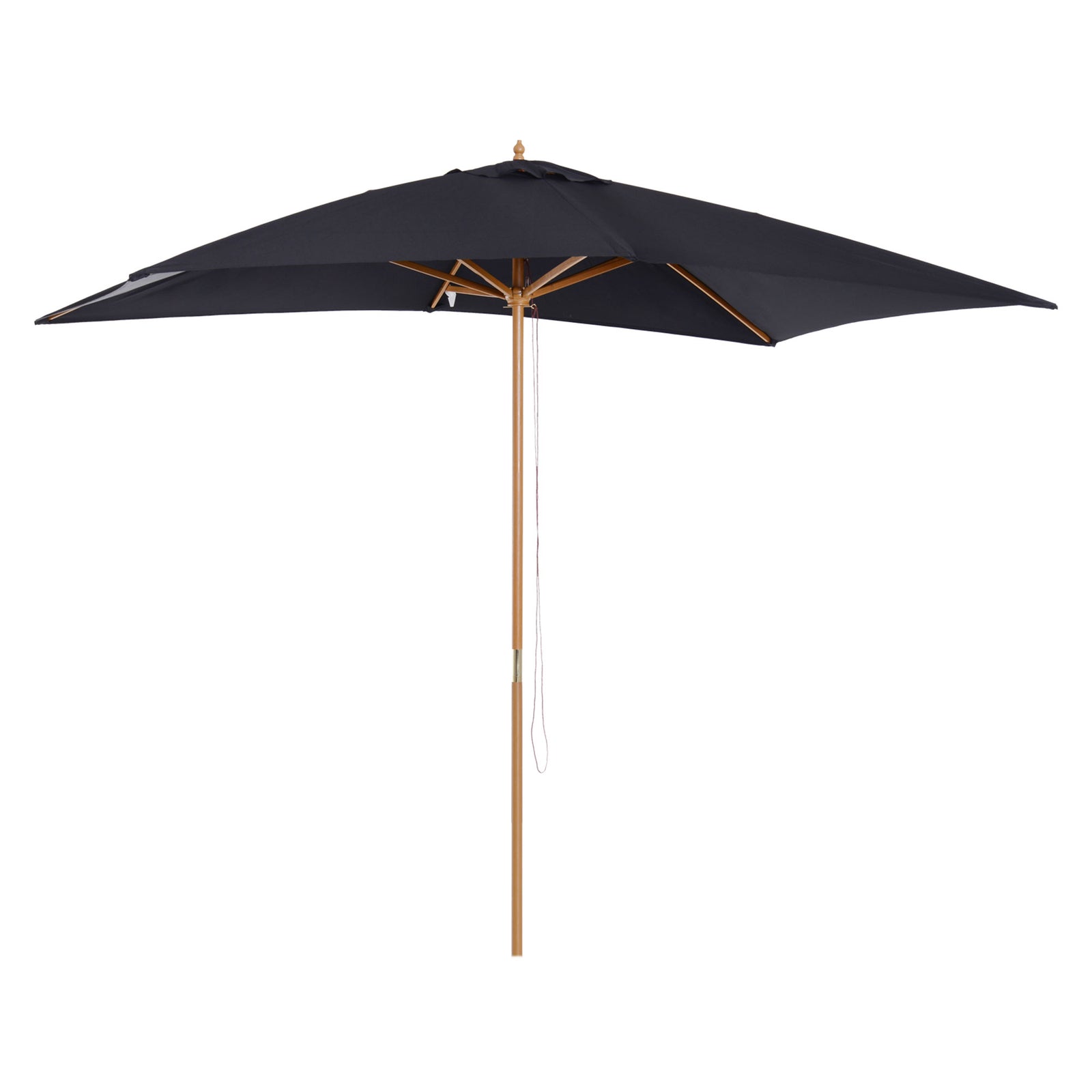 Wooden Garden Parasol Sun Shade Outdoor Umbrella Canopy | Black