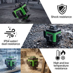 16 Line Laser Level 4d Green Cross Line Self Leveling Rotary Measure | Green