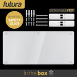 Electric Wifi Glass Radiator Panel Heater White Wall Mounted Or Floor Standing Bathroom Safe Timer And Thermostat | 2000w | White