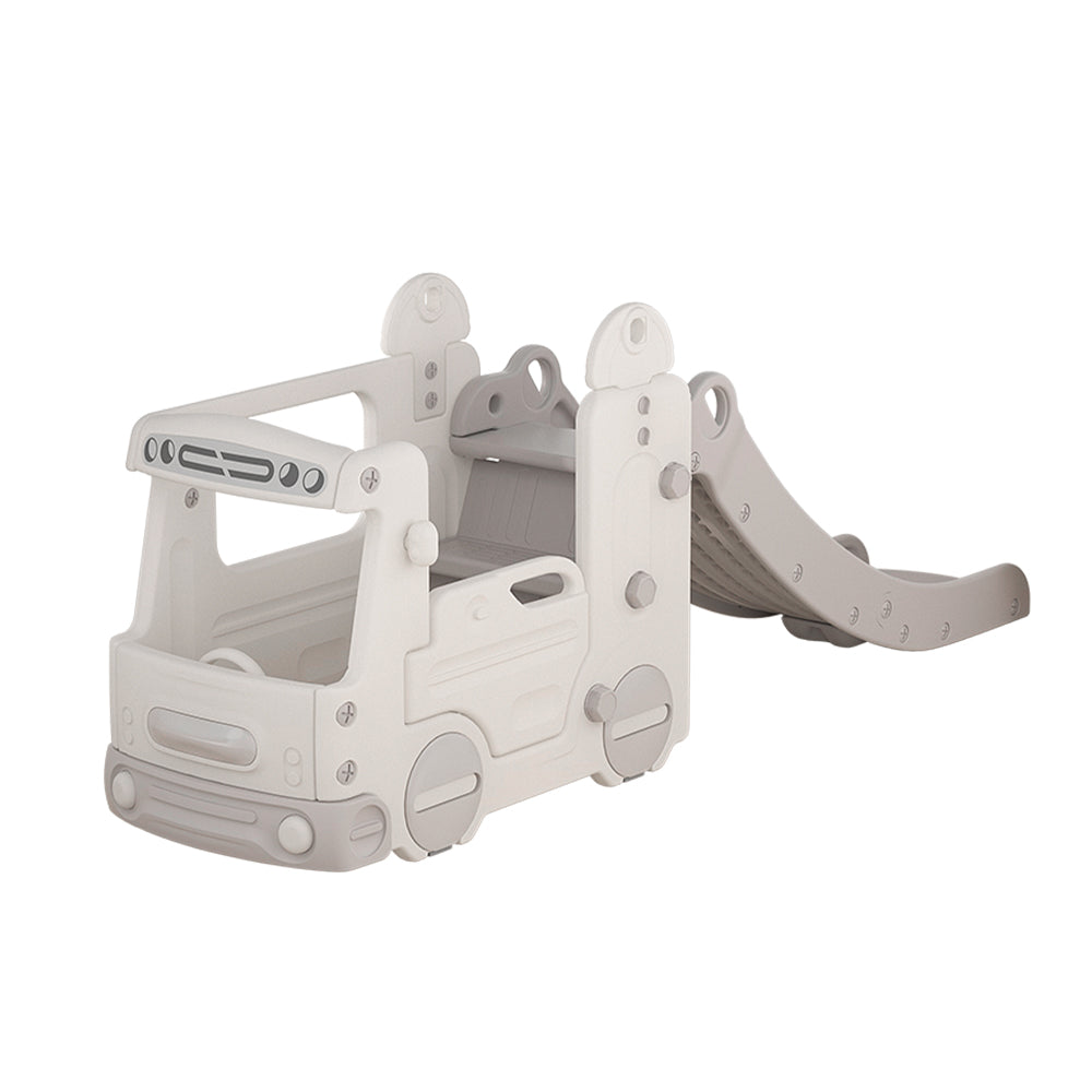 2-in-1 Bus Slide Playset For Toddlers Multi-functional Indoor Slide With Ride-on Toy Car For Kids Ages 1-3