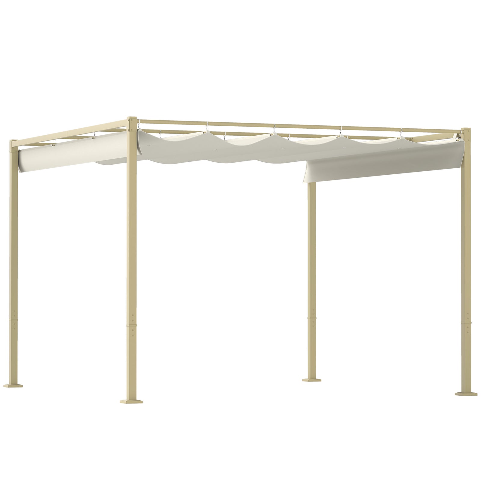 3x3m Pergola With Retractable Roof, Magnetic, Khaki | Khaki