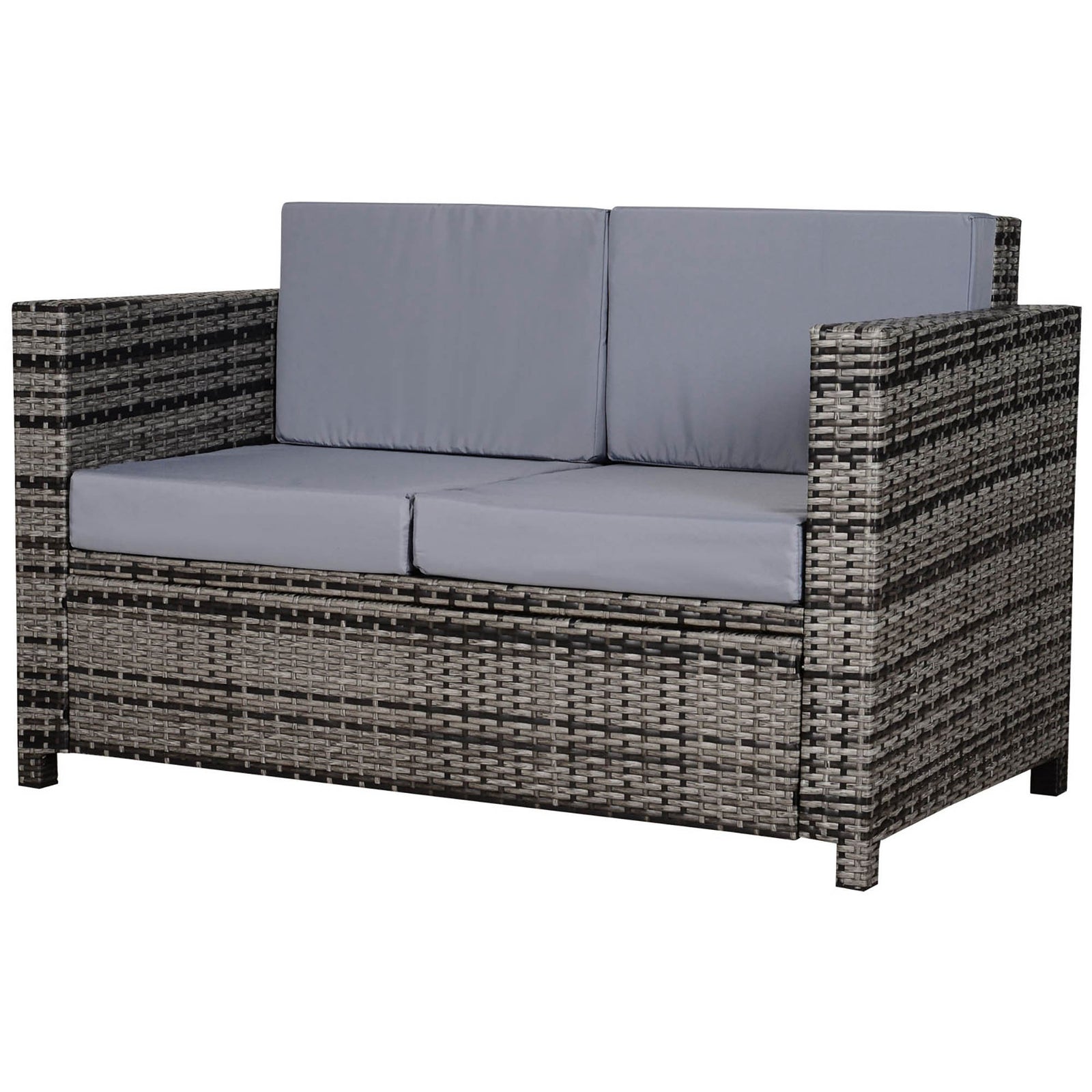 Rattan Wicker 2-seat Sofa Loveseat Padded Garden Furniture