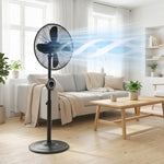 Metal Pedestal Fan With Oscillating, Adjustable Height, Timer
