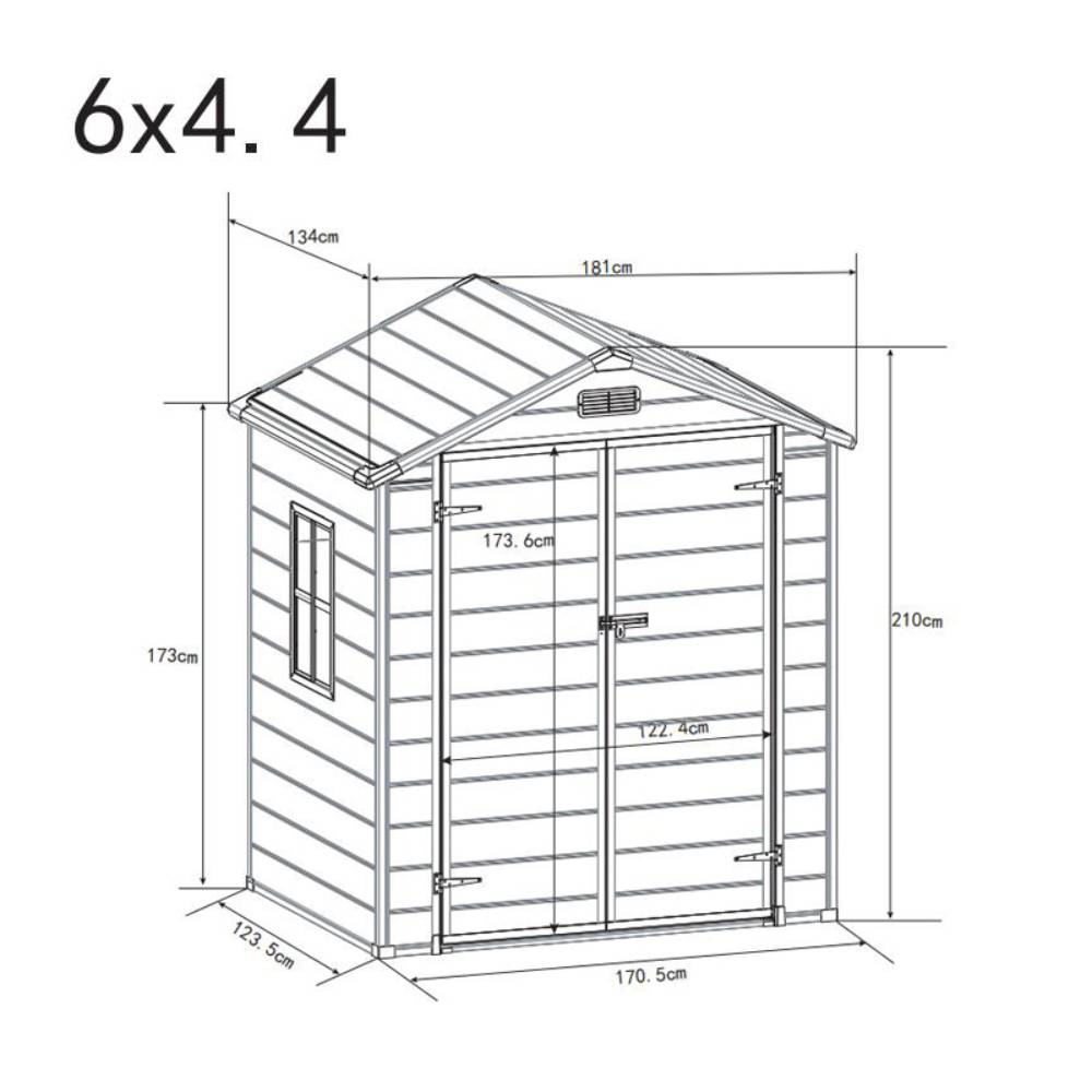6x4.4ft Plastic Outdoor Garden Storage Shed