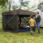 3 X 3(m) Hexagon Pop Up Gazebo With 5 Sides, Netting | Brown