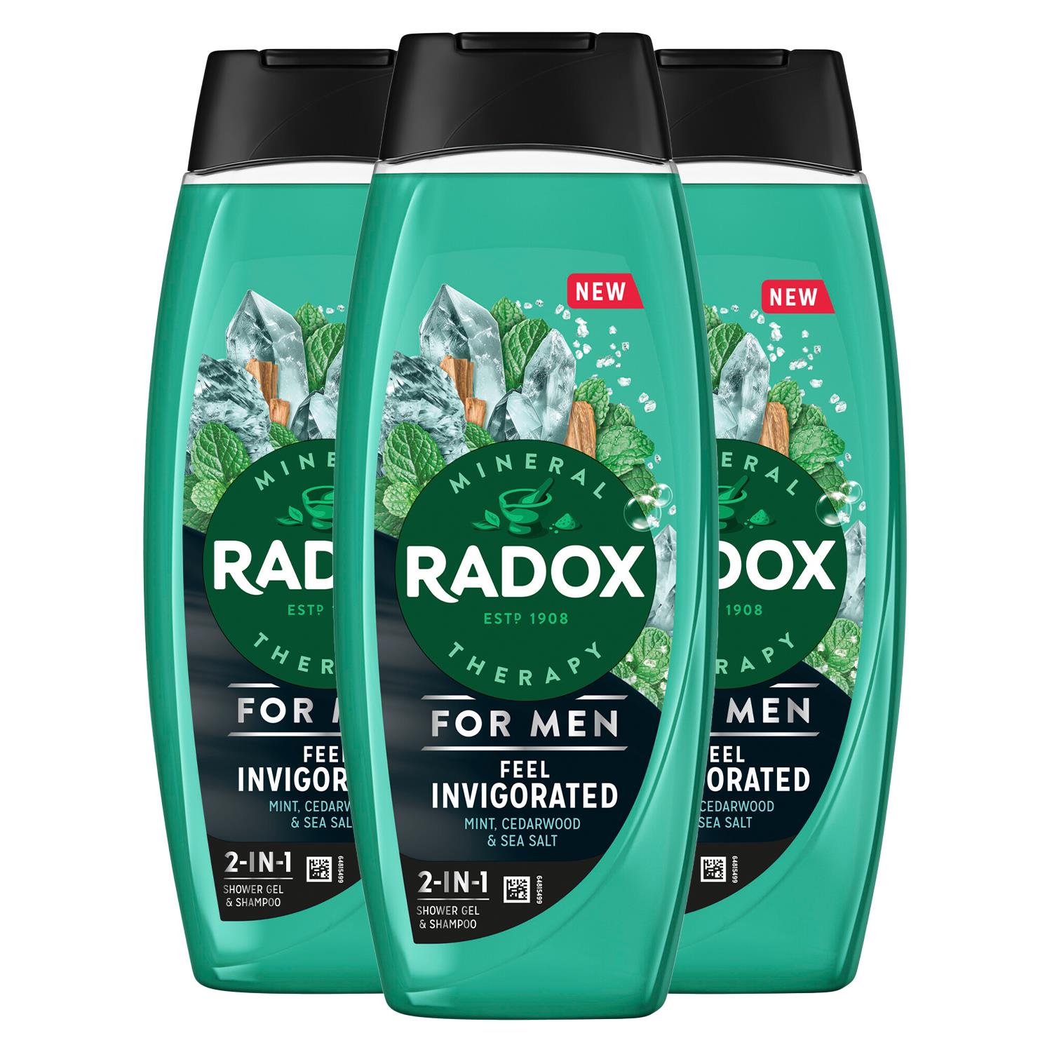 Mineral Therapy Feel Invigorated Shower Gel & Shampoo For Men, 450ml 3pk | 3